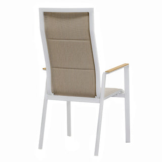 ZEO LIVING Chelsea Stapelstuhl hoch Alu weiß Olefin khaki