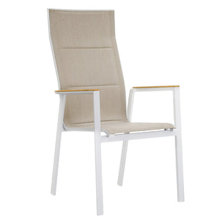 ZEO LIVING Chelsea Stapelstuhl hoch Alu weiß Olefin khaki