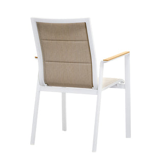 ZEO LIVING Chelsea Stapelstuhl Alu weiß/khaki