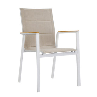 ZEO LIVING Chelsea Stapelstuhl Alu weiß/khaki