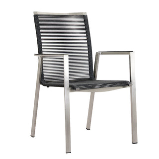 ZEO LIVING Chelsea Stapelstuhl Edelstahl Rope Anthrazit