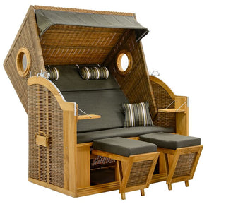 DeVries Strandkorb Wave Teak D.464 griseum