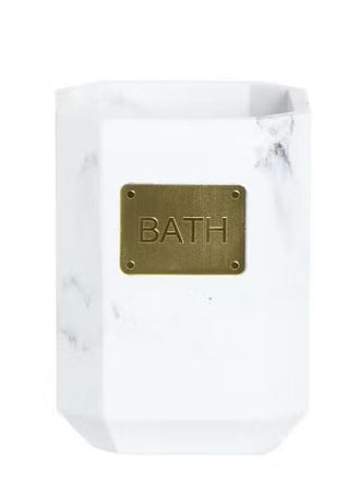 Zeo Living Zahnputzbecher Marmor/Weiß/Gold